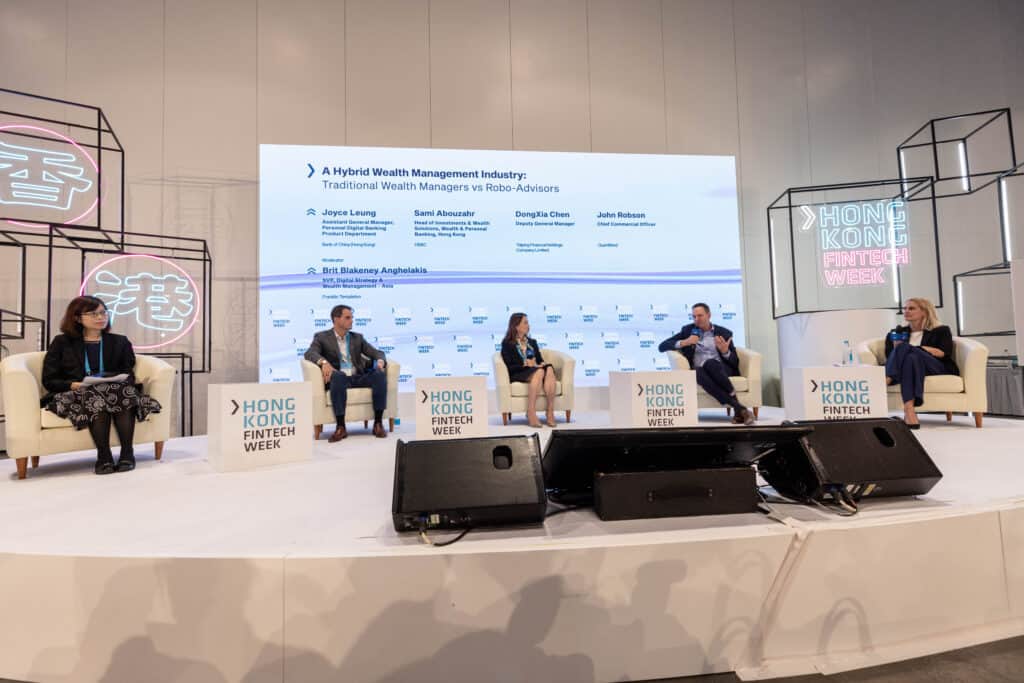 The panel, moderated by Brit Blakeney from Franklin Templeton, saw Sami Abouzhar from HSBC, Joyce Leung from Bank of China, Jessie Chen from Taiping Financial Holdings Company Limited, and John Robson from Quantifeed